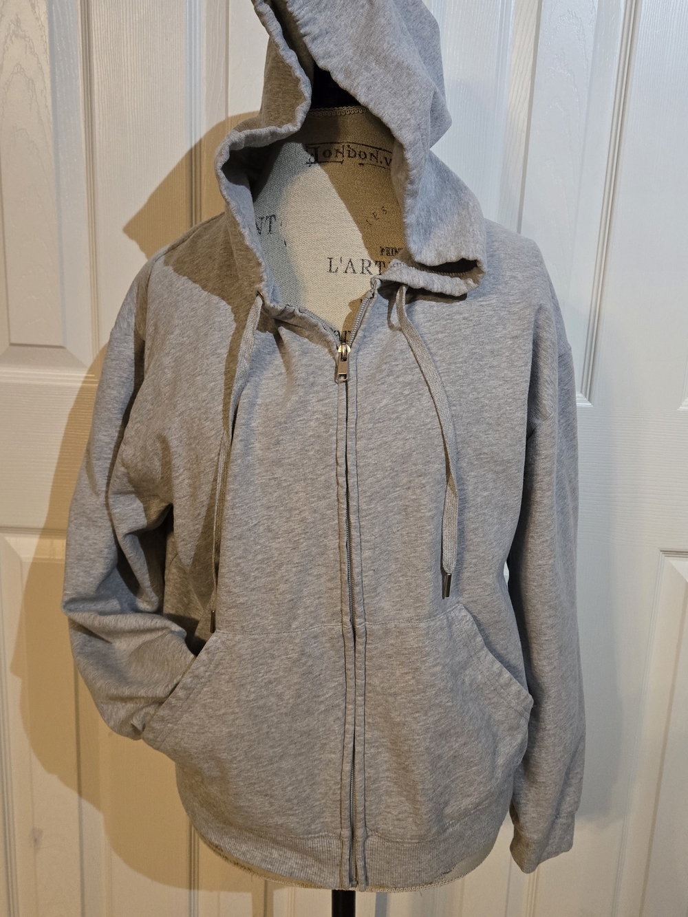 Auden Light Gray Full-Zip Hooded Sweatshirt